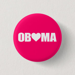 "'OBAMA' SPELLED WITH HEART" 1 INCH ROUND BUTTON