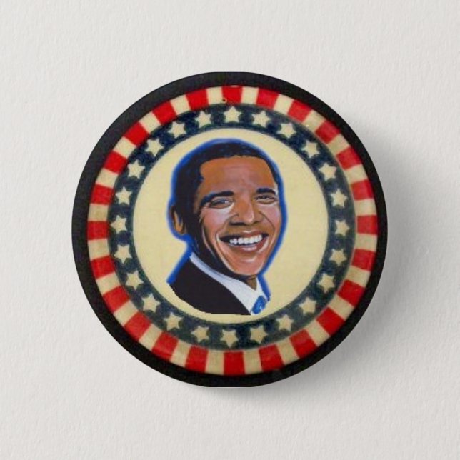 Obama stars&stripes 2 inch round button (Front)