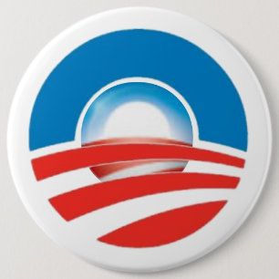 Obama Sunrise 3D Logo within Logo 2013 6 Inch Round Button