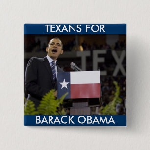 Obama_texas, BARACK OBAMA, TEXANS FOR 2 Inch Square Button