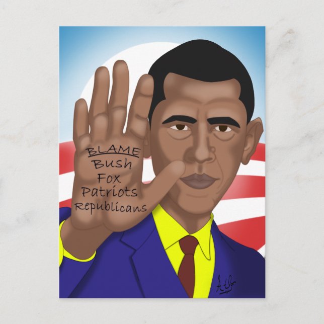 Obama Trades in Teleprompter Postcard (Front)