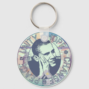 Obama Unity, Hope, Change and Peace 2012 Keychain