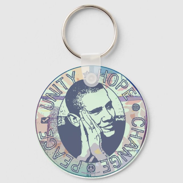 Obama Unity, Hope, Change and Peace 2012 Keychain (Front)