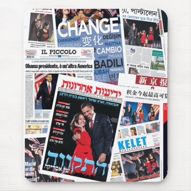 Obama Victory International Headline Collage Mouse Pad (Front)