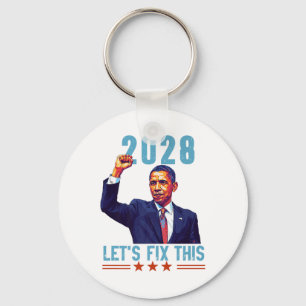 Obama Vintage Patriotic 2028 Political Protest Ral Keychain