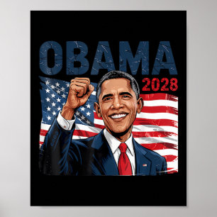 Obama Vintage President 2028 Obama Retro Flag Amer Poster