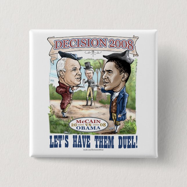 Obama vs McCain Duel o2008 2 Inch Square Button (Front)