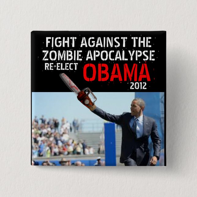 Obama vs Zombies 2012 2 Inch Square Button (Front)
