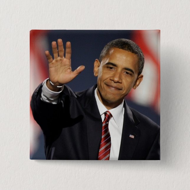Obama-Wave 2 Inch Square Button (Front)