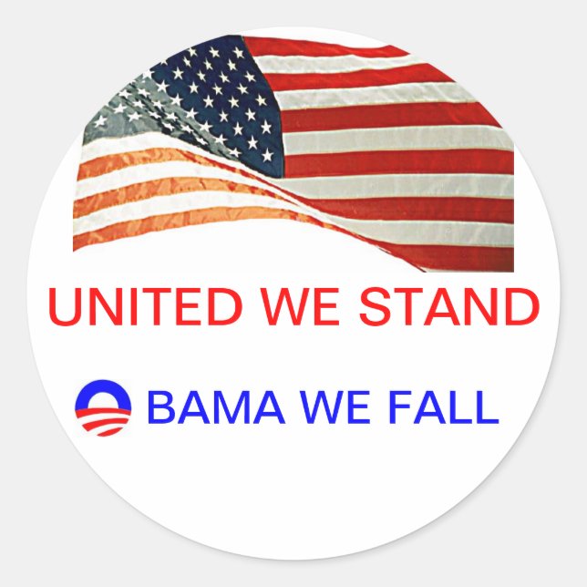 obama we fall classic round sticker (Front)