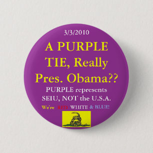 Obama Wears SEIU Purple 2 Inch Round Button