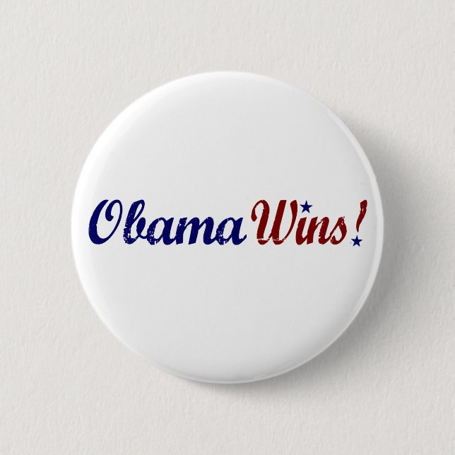 Obama Wins 2008 2 Inch Round Button (Front)