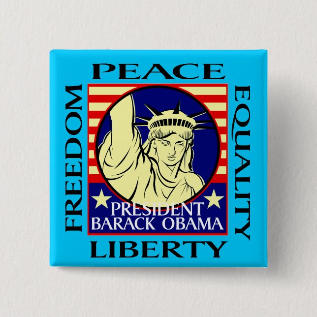 OBAMA WINS! 2 INCH SQUARE BUTTON (Front)