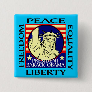 OBAMA WINS! 2 INCH SQUARE BUTTON