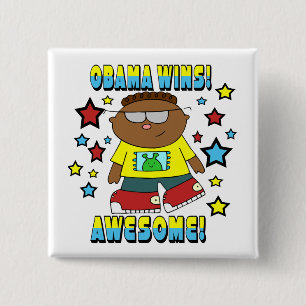 OBAMA WINS 2 INCH SQUARE BUTTON