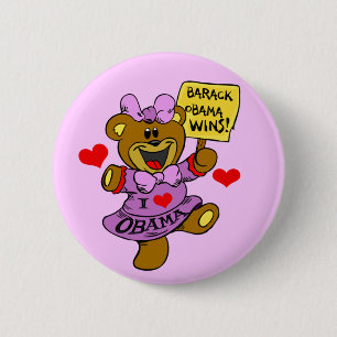 OBAMA WINS BEAR KIDS 2 INCH ROUND BUTTON