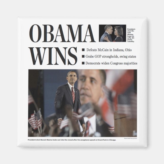 Obama Wins Magnet (Front)