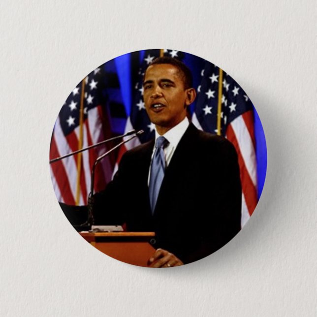 Obama-With Flags 2 Inch Round Button (Front)