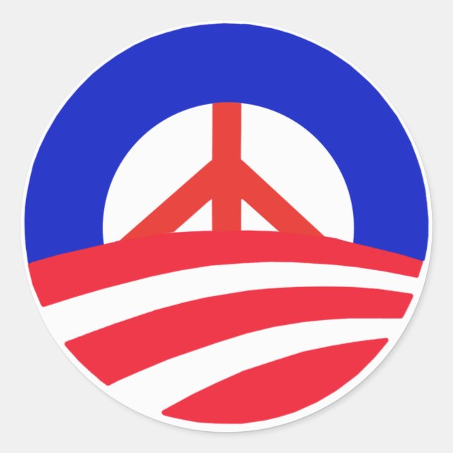 Obama with Red Peace Sign Classic Round Sticker (Front)