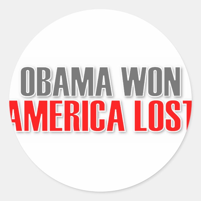Obama Won America Lost Classic Round Sticker (Front)