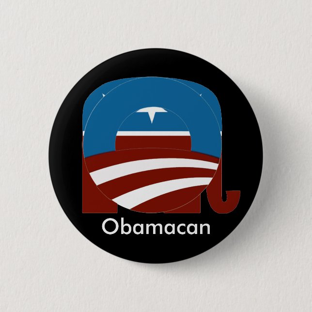 Obamacan Button, Dark 2 Inch Round Button (Front)