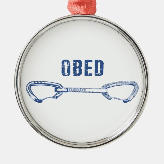 Obed Rock Climbing Quickdraw Metal Ornament (Front)