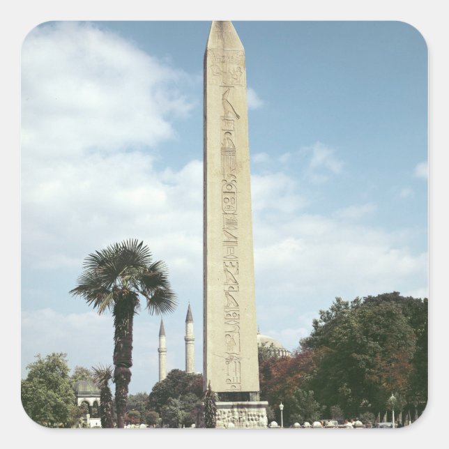 Obelisk of Theodosius I, with a Roman base Square Sticker (Front)