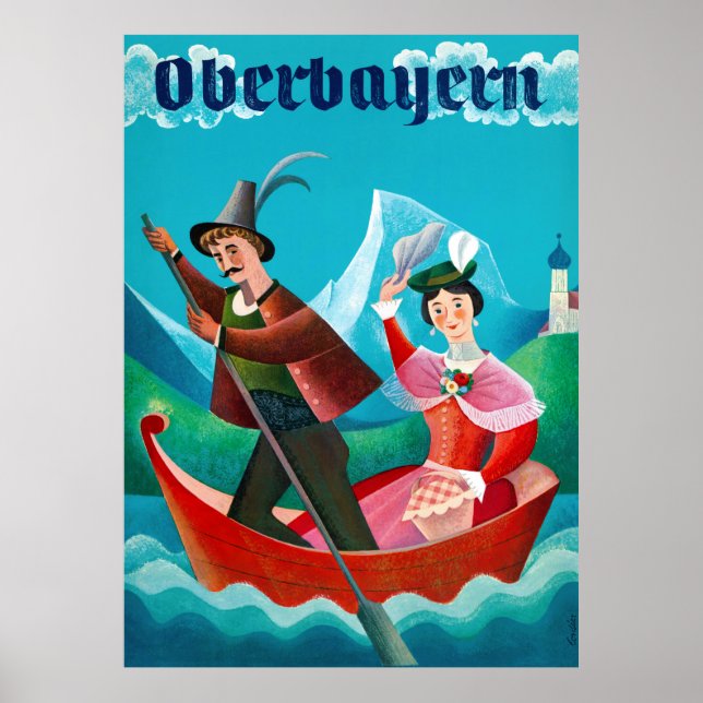 Oberbayern Haute Bavière Allemagne Poster vintage (Devant)
