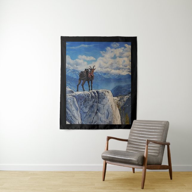 Oberhalsi, pack goat in the mountains tapestry (In Situ)
