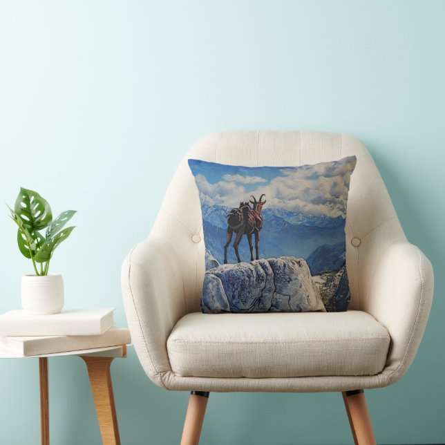 Oberhalsi, pack goat in the mountains throw pillow (Chair)