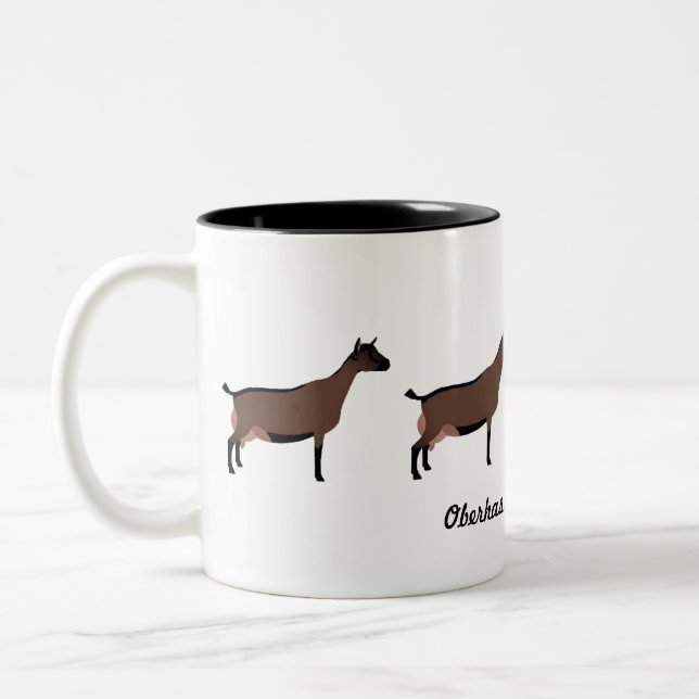 Oberhasli Dairy Goats Two-Tone Coffee Mug (Left)