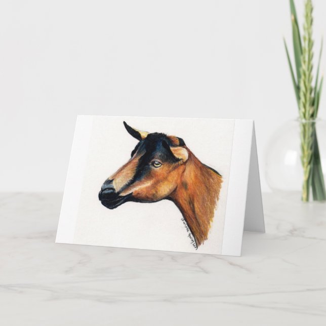 "Oberhasli Goat" Animal Art Greeting Card (Front)