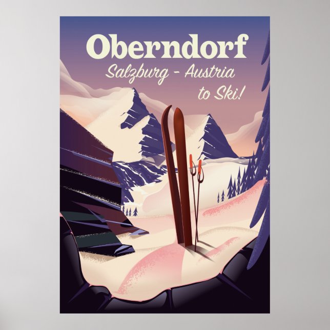 Oberndorf, Salzbourg, Autriche, affiche de ski (Devant)