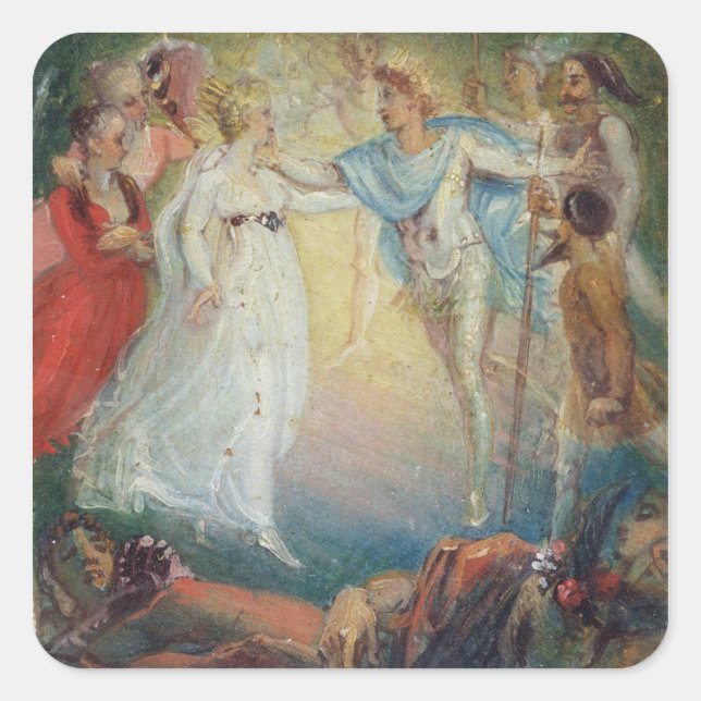 Oberon and Titania from 'A Midsummer Night's Dream Square Sticker (Front)