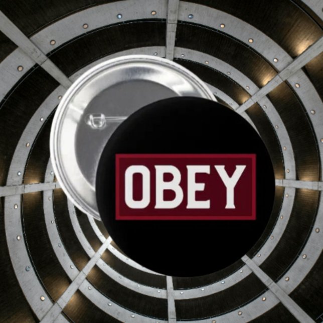 OBEY Red Box Typography Button – Bold Streetwear (Creator Uploaded)