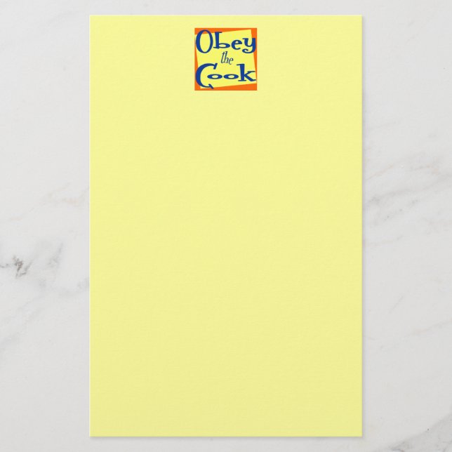 Obey the Cook Kitchen Saying Stationery (Front)