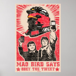 Obey Tweet Twitter Poster Red Mao Bird