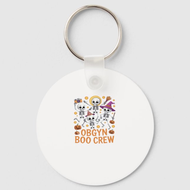 OBGYN Boo Crew Nurse Skeleton Dancing Halloween Sp Keychain (Front)