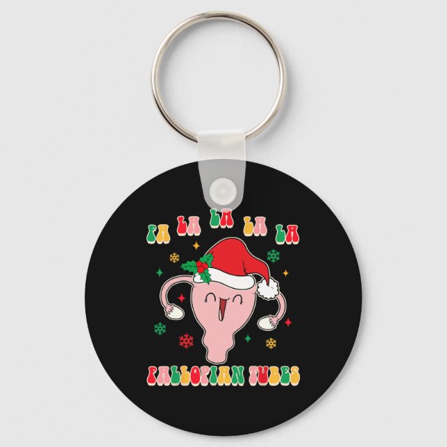 Obgyn Midwife Doula Christmas Fa La La La La Fallo Keychain (Front)