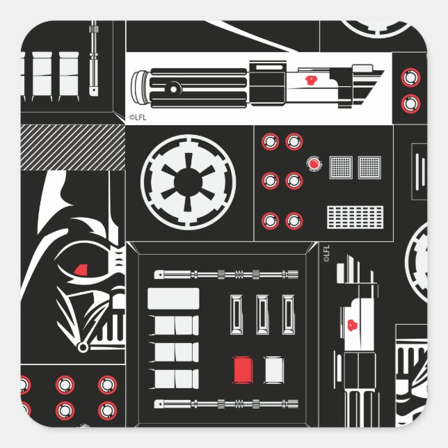 Obi-Wan Kenobi | Darth Vader Icon Collage Pattern Square Sticker (Front)
