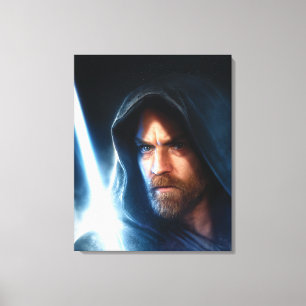 Obi-Wan Kenobi   Galaxy Lightsaber Illustration Canvas Print