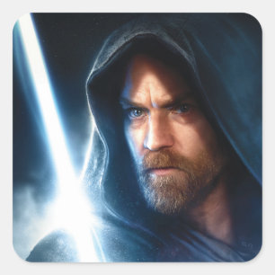 Obi-Wan Kenobi   Galaxy Lightsaber Illustration Square Sticker