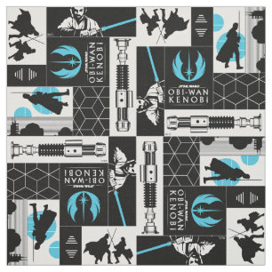 Obi-Wan Kenobi   Jedi Icon Collage Pattern Fabric