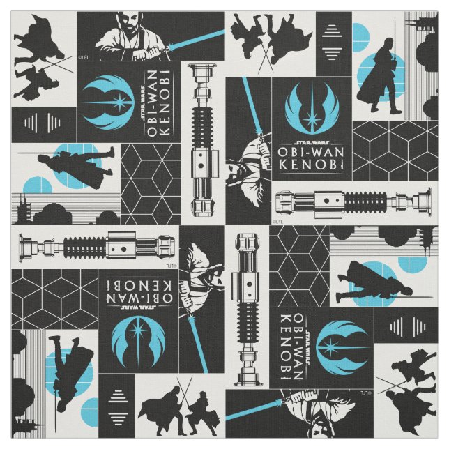 Obi-Wan Kenobi | Jedi Icon Collage Pattern Fabric (Swatch)