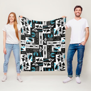 Obi-Wan Kenobi   Jedi Icon Collage Pattern Fleece Blanket
