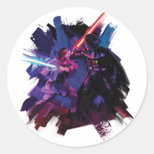 Obi-Wan Kenobi   Lightsaber Duel Illustration Classic Round Sticker