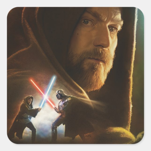 Obi-Wan Kenobi | Obi-Wan Duel Collage Square Sticker (Front)