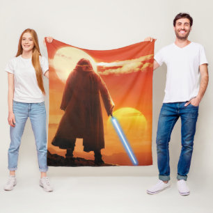 Obi-Wan Kenobi Tatooine Sunset Illustration Fleece Blanket