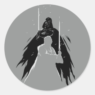 Obi-Wan Kenobi   Vader & Obi-Wan Overalp Sketch Classic Round Sticker
