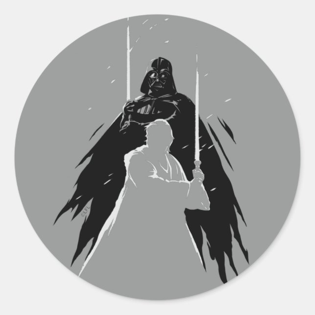 Obi-Wan Kenobi | Vader & Obi-Wan Overalp Sketch Classic Round Sticker (Front)